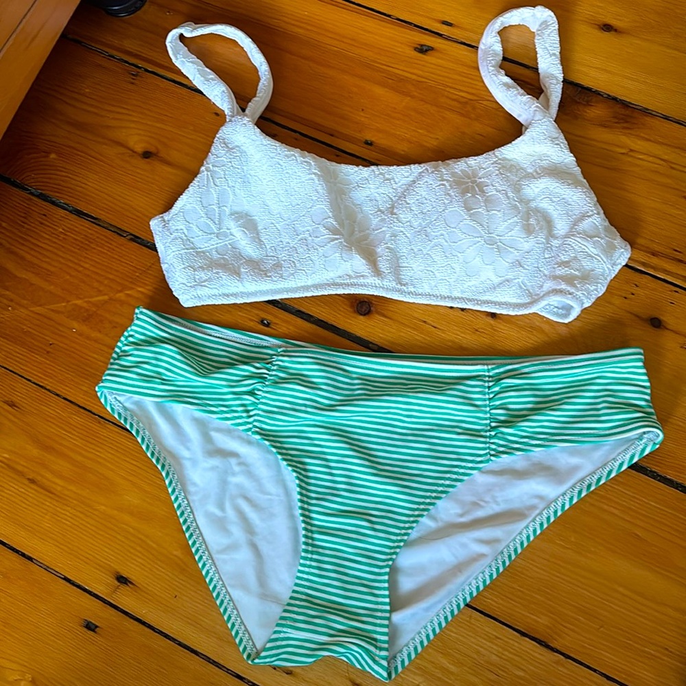 Two piece bikini with high waisted bottom